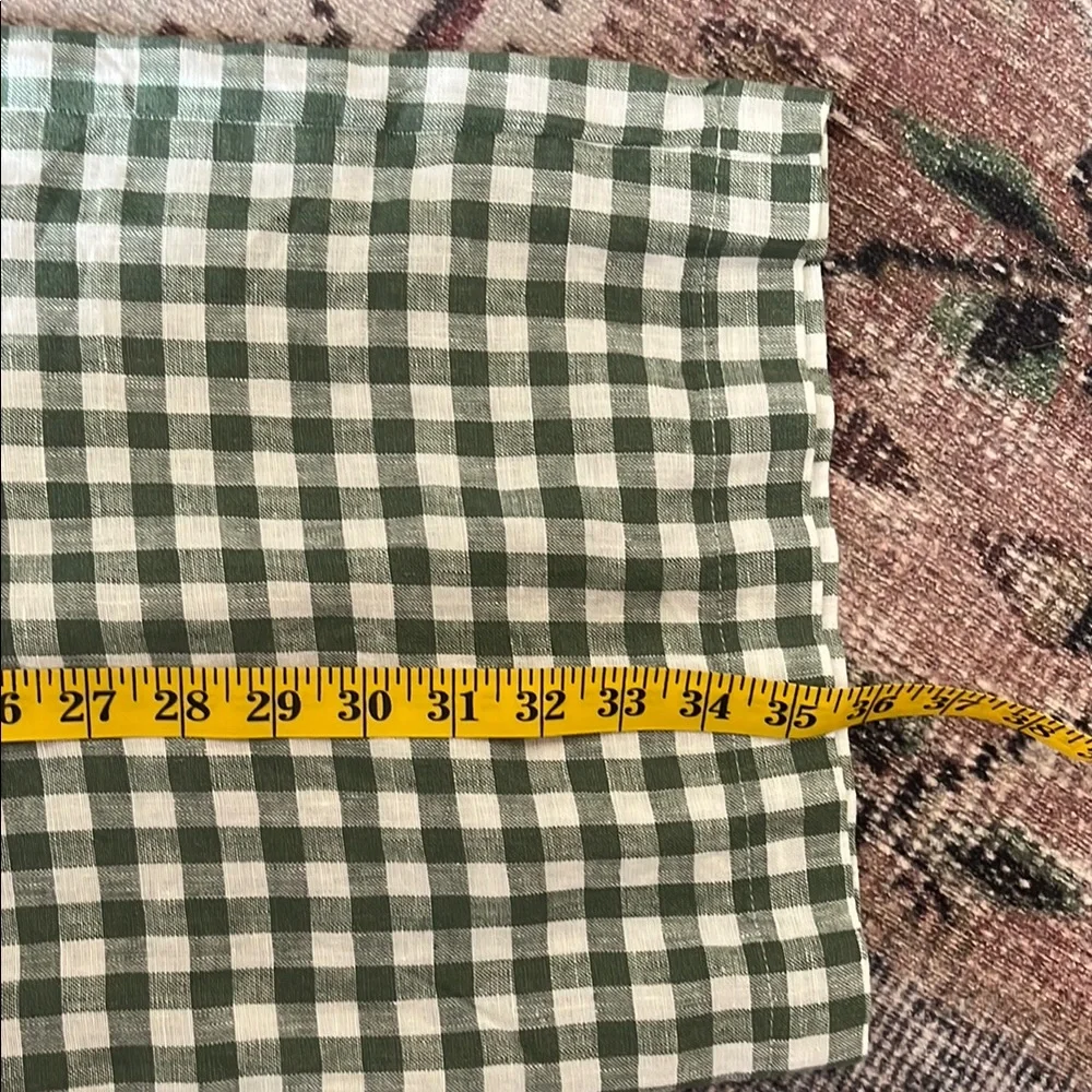 Linenfox Green and White Checkered Wide Leg Pants - Picture 5 of 6